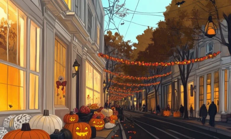 Halloween in Vancouver 2026 with pumpkins and decorated city street